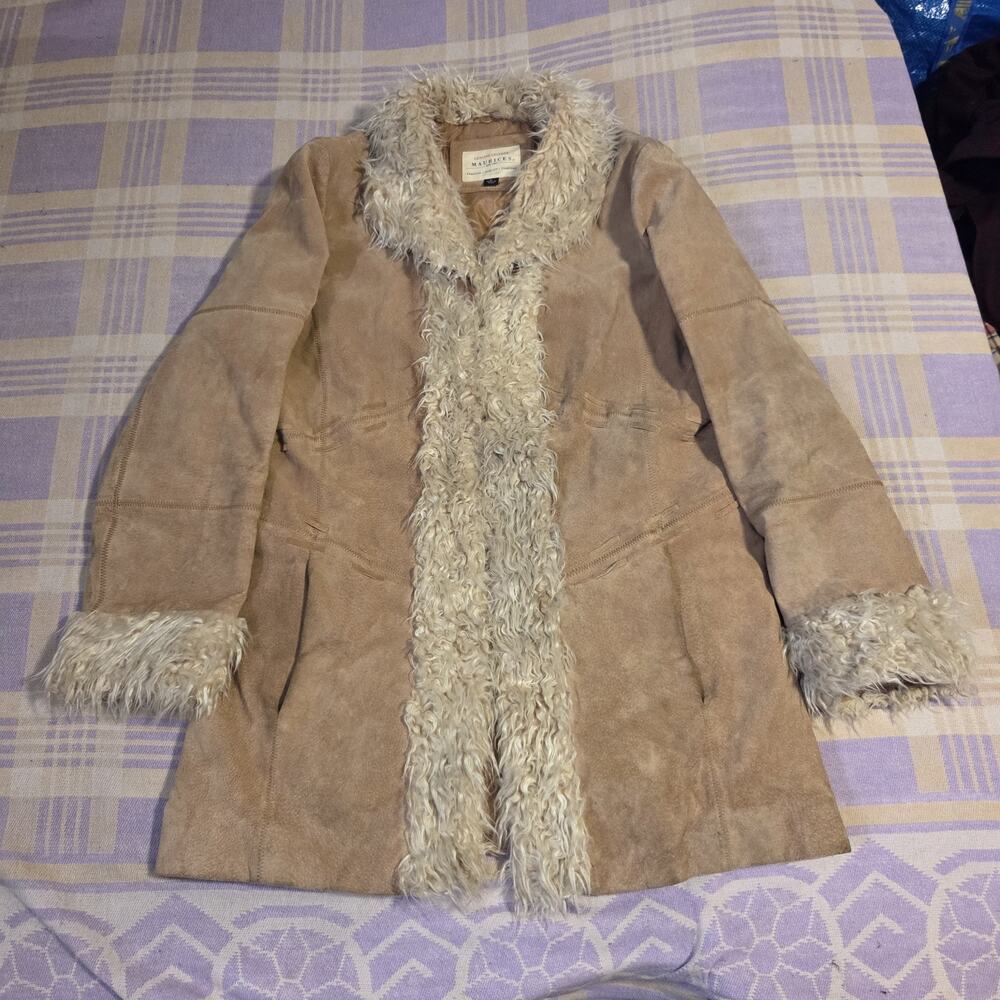 Maurices Womens Penny Lane Suede Coat Size L Afghan Jacket Leather Boho Western